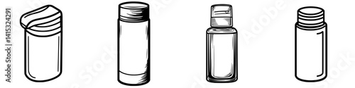 Vector illustration of various bottle designs suitable for packaging, storage, and display in a commercial setting