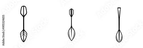 Vector illustration of various paddle designs suitable for kayaking, canoeing, and water sports activities