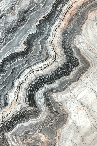 Abstract Grey and White Marble Wavy, Cracked Texture