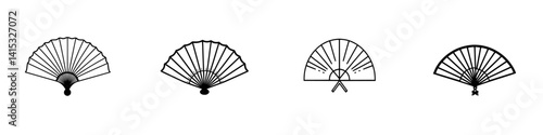 Vector illustration of decorative fans showcasing various designs and styles in a minimalist art form
