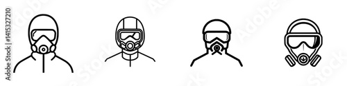 Different styles of protective masks represented in vector illustration format suitable for various safety applications