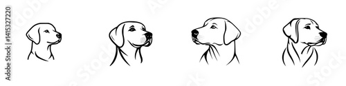 Dogs illustrated in profile showcasing different expressions and postures for an engaging and versatile design element