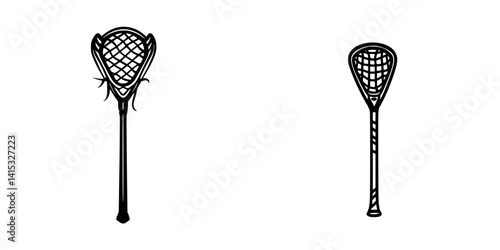 Vector illustration of lacrosse sticks in side view depicting equipment for this fast-paced sport