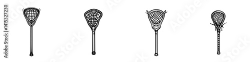Vector illustration of lacrosse sticks showcasing different designs and styles for sports enthusiasts and graphic projects