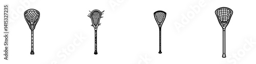 Vector illustration of different lacrosse stick designs for sport enthusiasts and creators