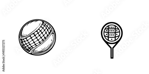 Tennis ball and racket vector illustration showing sports equipment for outdoor activities
