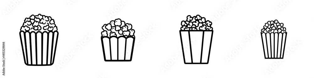Different sizes of popcorn containers commonly used in theaters and cinemas for snacks Different sizes of popcorn containers commonly used in theaters and cinemas for snacks