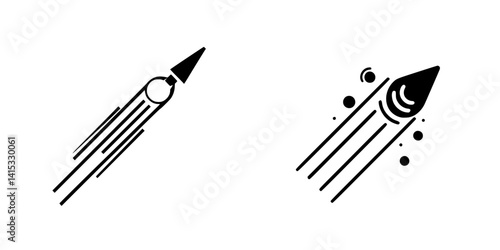Vector illustration of two dynamic rocket icons representing innovation and technology in space exploration