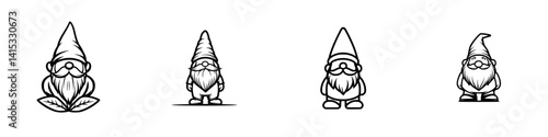 Charming gnome vector illustrations showing different poses and expressions ideal for festive designs and gardening themes