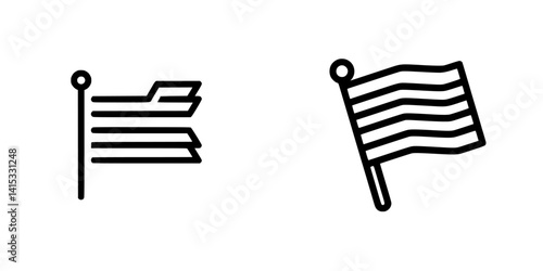 Vector illustration icon of a decorated flag on a flagpole representing national pride and celebration during a festive event