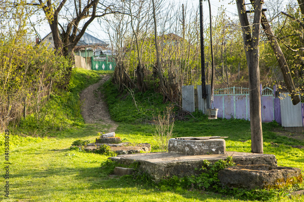 Beautiful rural landscape from the Republic of Moldova. Village life in spring.
