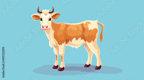 Adorable Tiny Cow Isolated on Colorful Background for Stock Photos