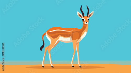 Adorable Tiny Gazelle - Isolated Small Wild Animal on Colored Background