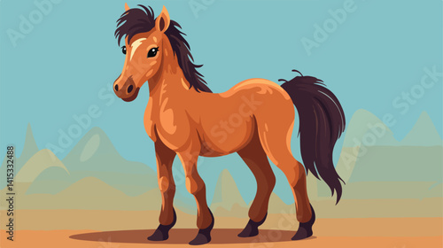 Adorable Tiny Horse: Isolated Wild Animal on Colored Background