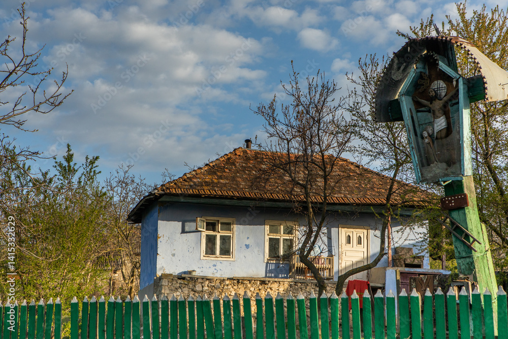 Beautiful rural landscape from the Republic of Moldova. Village life in spring.
