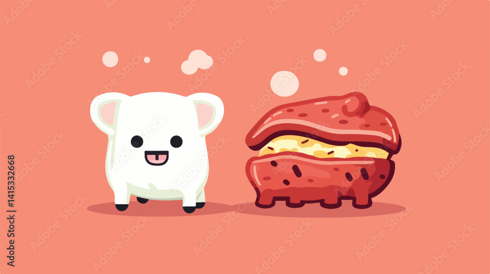 Delicious Tiny Small Meat with Bone Isolated on Colored Background Delicious Tiny Small Meat with Bone Isolated on Colored Background