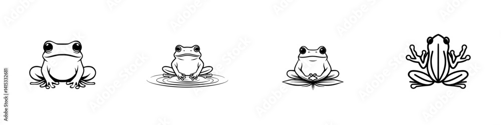 Vector illustration of frogs in various poses and styles showcasing their unique characteristics and habitats Vector illustration of frogs in various poses and styles showcasing their unique characteristics and habitats