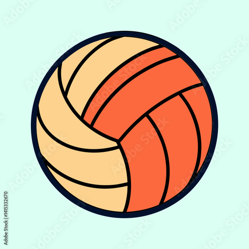 Stylized orange and yellow volleyball Summer Objects vector illustration on a light background
