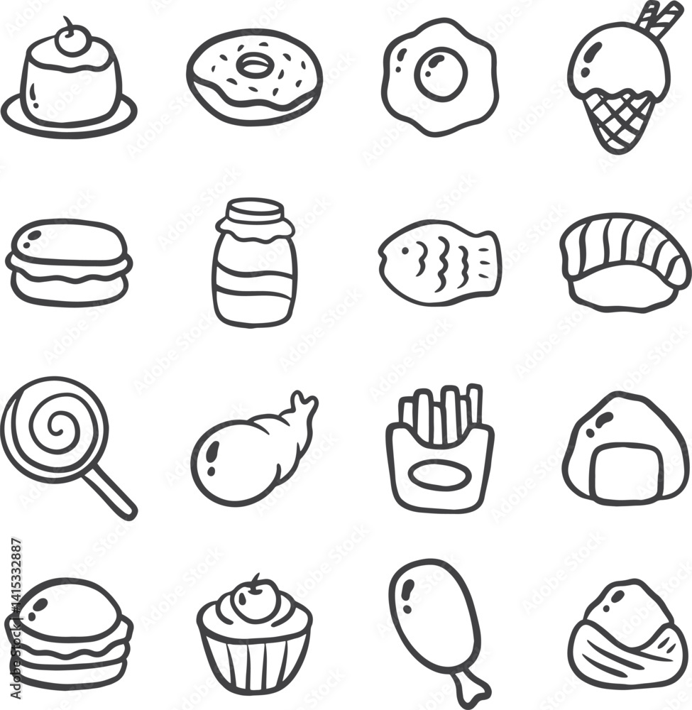 set of cakes and food set of cakes and food