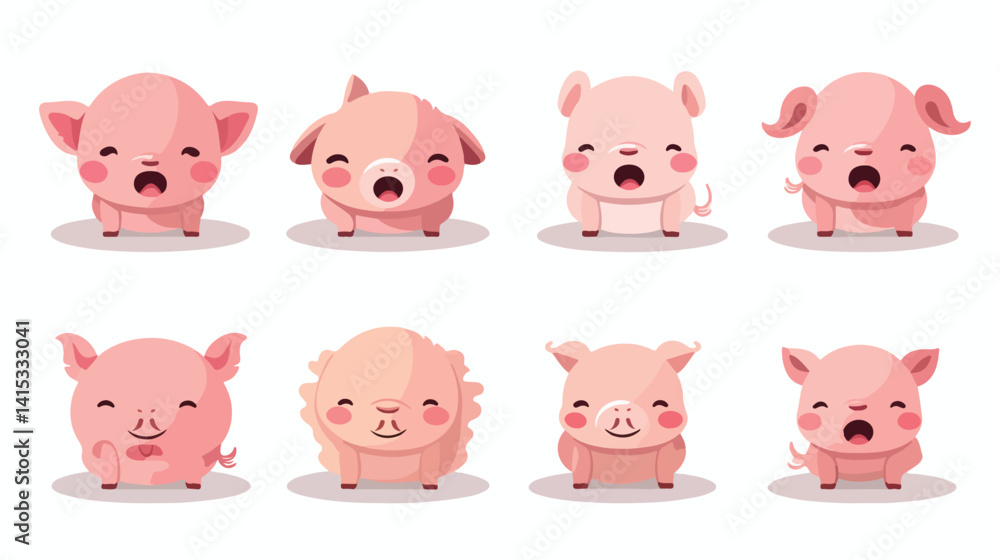 Cute Pig Animal Emotions: Tiny Pig with Emoji Collection EPS Cute Pig Animal Emotions: Tiny Pig with Emoji Collection EPS