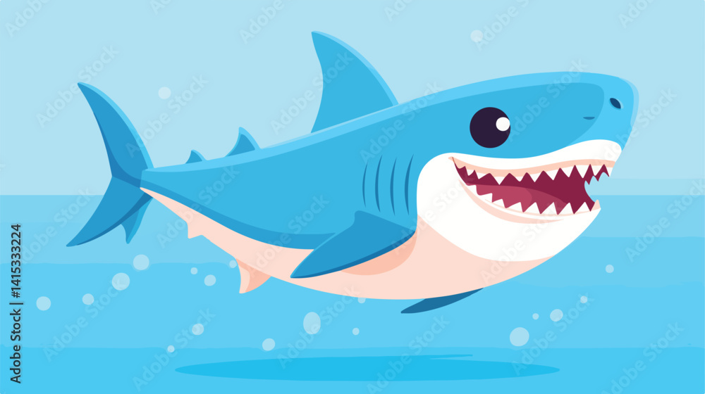 Obraz premium Vibrant Cute Shark Tiny Small Aquatic Animal Isolated on Colorful Background