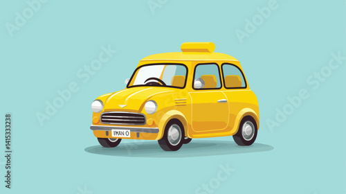Vibrant Yellow Taxi Car on Colorful Background for Creative Designs