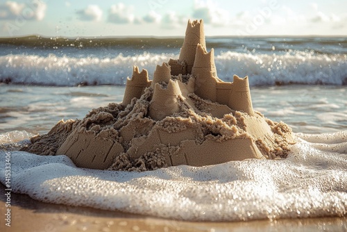 Sandcastle by the Ocean Waves