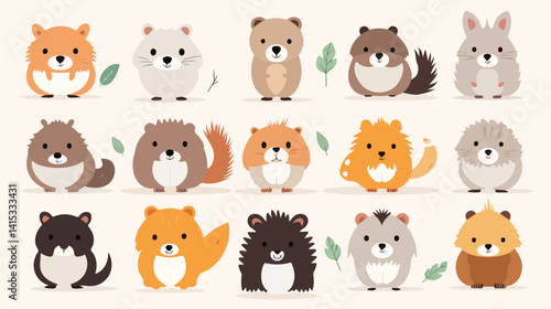 Adorable Hedgehog, Rabbit, Mouse, Hamster in Safari - Wildlife Image for Designs