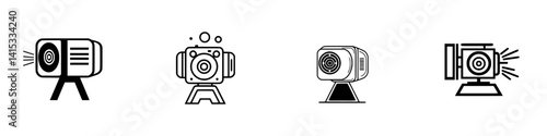 Vector illustration of retro audio speakers in various styles and designs showcasing sound technology concepts