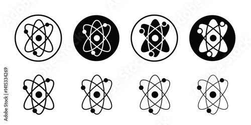 Atom scientific icon Black and white outline vector