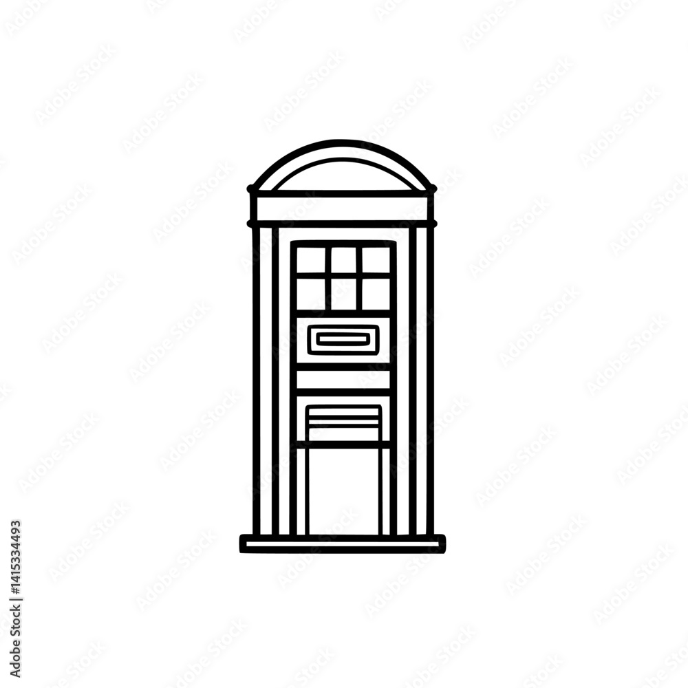 Vector illustration of a classic British telephone box with a detailed design on a plain background Vector illustration of a classic British telephone box with a detailed design on a plain background