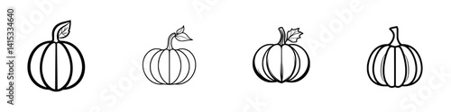 Vector illustration of four unique pumpkin designs for autumn decoration and seasonal celebration