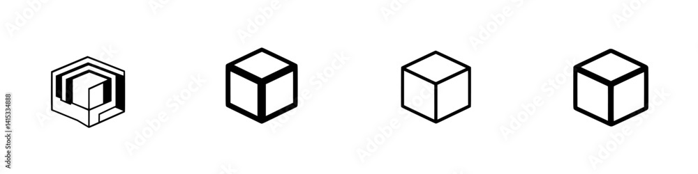 Vector illustration of geometric shapes with variations in design showcasing cubes and hexagons in a minimalist style Vector illustration of geometric shapes with variations in design showcasing cubes and hexagons in a minimalist style