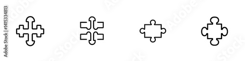Vector illustration of various puzzle piece designs used for creativity, problem-solving, and games in digital art