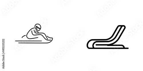 Icon illustration of a bobsledder racing down the track alongside a sleek bobsled design