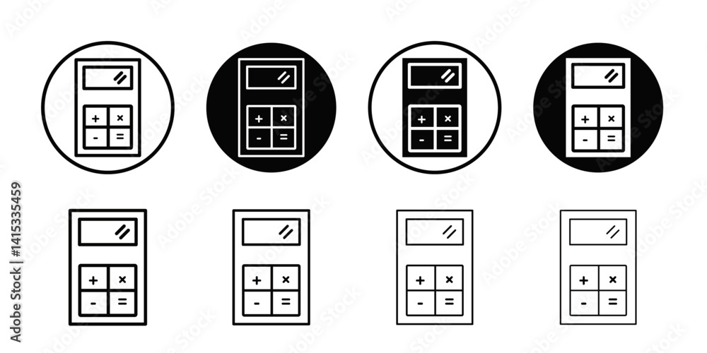 Calculator icon Black and white outline vector Calculator icon Black and white outline vector