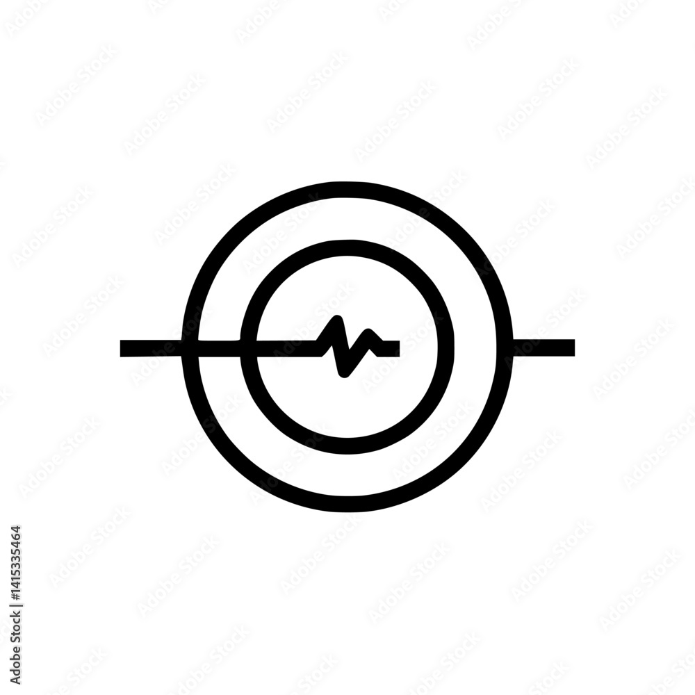 Vector illustration of a circular icon featuring a heartbeat line through concentric circles, symbolizing health and wellness monitoring Vector illustration of a circular icon featuring a heartbeat line through concentric circles, symbolizing health and wellness monitoring