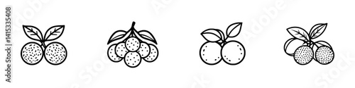 Vector illustration of various fruit icons on a white background showcasing fresh produce and nature's bounty