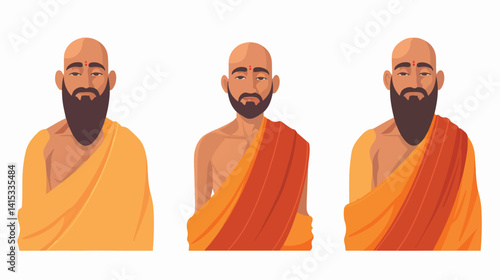 Serene Hindu Monk in Saffron Attire: Symbol of Hinduism's Spiritual Wisdom