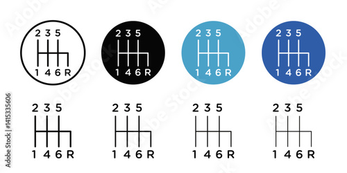 car manual shift lever icon Black and white outline vector