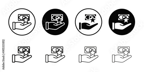 Cash bonus icon Black and white outline vector