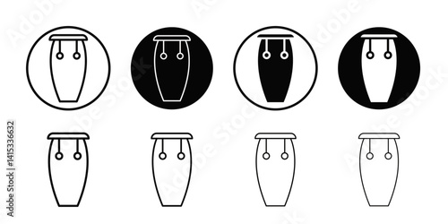 Conga drum icon Black and white outline vector