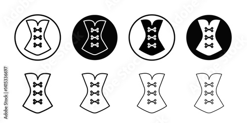 Corset icon Black and white outline vector