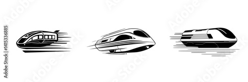 Vector illustration of fast trains in motion illustrating modern transportation technology
