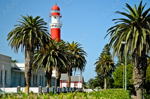 lighthouse and palm trees in Swakopmund in Namibia
