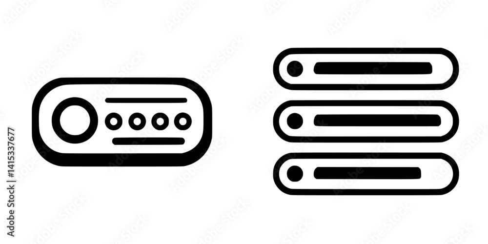 Modern vector illustration of data storage icons showcasing various designs and functionalities in a clean format Modern vector illustration of data storage icons showcasing various designs and functionalities in a clean format