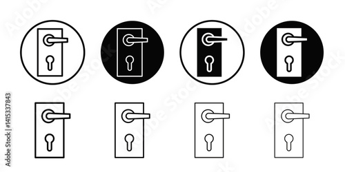 Door knob icon Black and white outline vector