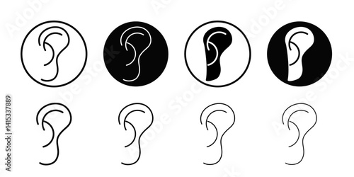 Ear icon Black and white outline vector