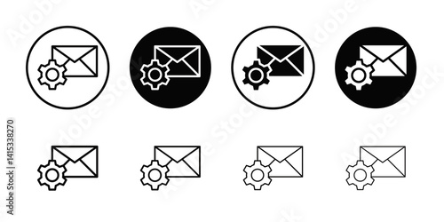 Email settings icon Black and white outline vector