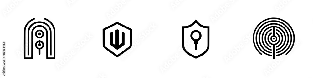 Vector illustration icons featuring various shield designs and abstract shapes suitable for branding and graphic projects Vector illustration icons featuring various shield designs and abstract shapes suitable for branding and graphic projects